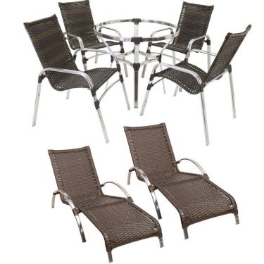 Imagem de Kit De Jogo de 4 Cadeiras e 2 Espreguiçadeiras Sem Mesa Trama 