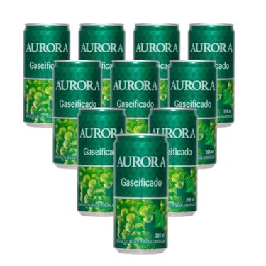 Imagem de Kit 10 Suco De Uva Branco Gaseificado 100% Suco Aurora 269 Ml Lata Refrigerante Natural e Saudável