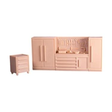 Imagem de Dynwave 1/64 gabinete ferramenta de reparo automático simulação diy artesanato fotografia adereços resina pequeno modelo para micro paisagem coleções, Conjunto de bancada