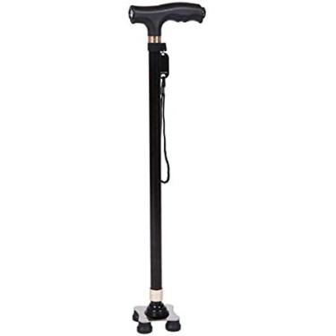 Imagem de Bengala Com Luz LED E Base Quádrupla, Bengalas Estáveis ​​e Ajustáveis ​​para Homens E Mulheres, Auxílio Para Caminhada Em Liga De Alumínio Com Alça Em T Para Idosos,Preto,Bonny369