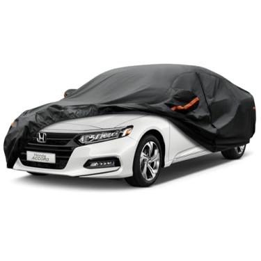 Imagem de kayme Capa de carro de 7 camadas, ajuste personalizado para Honda Accord Sedan/Coupe (2002-2021) à prova d'água para todos os climas para automóveis, proteção solar completa para ambientes externos, proteção UV contra chuva e sol com zíper algodão/preto