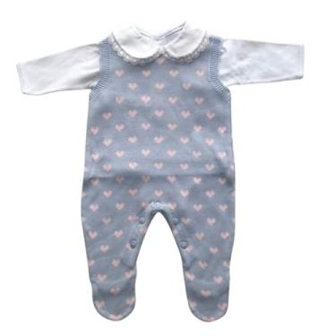 Imagem de Macacão Bebê Infantil em Linha Tricot com Body Love Melhor Conforto (Azul com rosa)