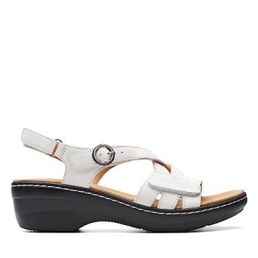 Imagem de Clarks Sandália masculina Merliah Bonita Wedge, Couro branco, 9