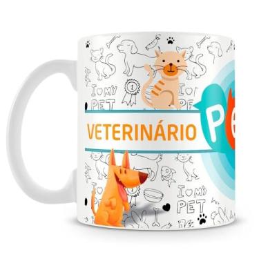 Imagem de Caneca Profissão Veterinário, Cerâmica, 325ml, Resistente à Quebra, Uso em Micro-ondas e Lava-louças, com Caixa para Presente