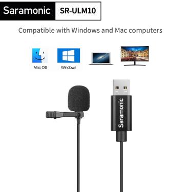 Imagem de Saramonic SR-ULM10 usb lavalier microfone clip-on lapela mic para computador portátil ao vivo