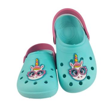 Imagem de Sandália Babuche Infantil Feminina Chinelo Criança Menina Colorida Estilosa (Sandália Babuche Infantil Feminina Verde Unicornio Óculos, BR, Criança de 1 a 3 anos, Numérico, 19)