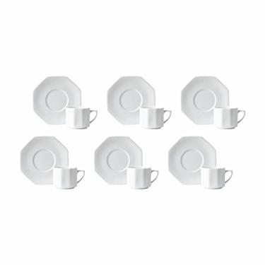 Imagem de Porcelana Schmidt Orion Octogonal Estojo com 6 Xícaras de Chá 200 ml com Pires, Branca