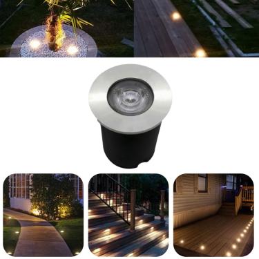 Imagem de Luminária Balizador Spot Led SMD Em PVC De 1W Luz Branco Frio De Embutir Em Piso Chão Solo Gramado Jardim Escada Deck