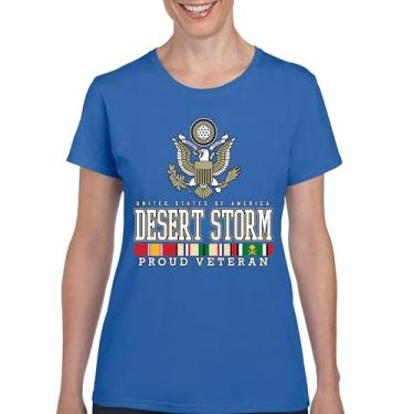 Imagem de Camiseta feminina Desert Storm Proud Veteran Army Gulf War Operation Served DD 214 Veterans Day Patriot, Azul, M