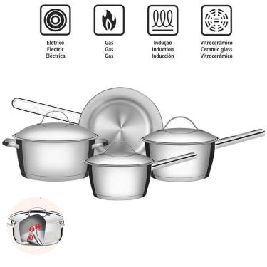 Imagem de Jogo Panelas Inox 4 Peças Allegra Tramontina Fundo Triplo