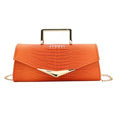 Imagem de WIGUYUN Bolsa feminina de couro vegano para noite com estampa de crocodilo bolsa de mão com alça transversal, A - laranja, One Size