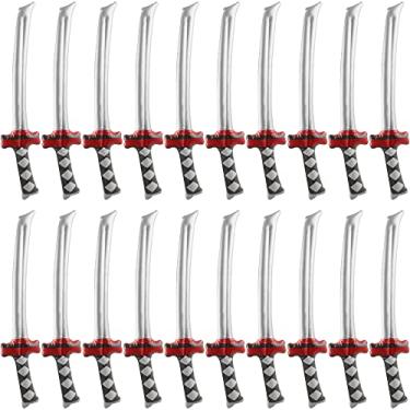 Imagem de Fahacop Pacote com 20 armas infláveis de 76 cm Katana inflável para samurai espada inflável para lembrancinhas de festa, cosplay, festa temática samurai