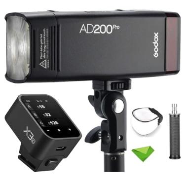 Imagem de GODOX AD200 Pro AD200Pro + gatilho X3-C, 200Ws 2.4G Flash Strobe, 1/8000 HSS, 500 flashes de potência total, reciclagem de 0,01-1,8s, bateria de 2900mAh, lâmpada nua/Speedlite