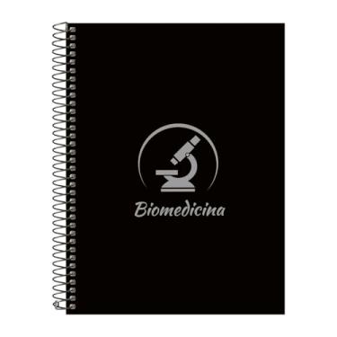 Imagem de Caderno Universitário Espiral 20 Matérias Profissões Biomedicina (Preto e Prata)