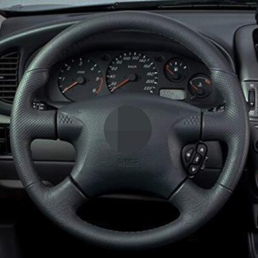 Imagem de Couro preto macio costurado à mão para volante de carro, para Nissan Almera (N16) 2000-2003 / X-Trail (T30) 2001-2003