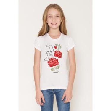 Imagem de Camiseta Teen Infantil Feminina Manga Curta Rosas - Aeropostale Branco 10-Feminino