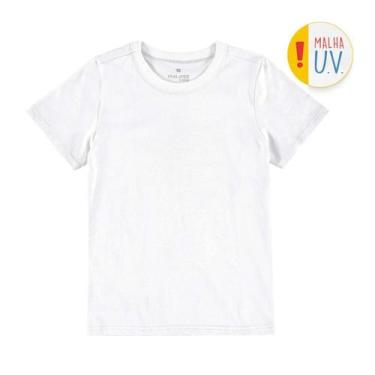 Imagem de Camiseta Infantil Básica Menino Meia Manga Branca Em 100% Algodão Com