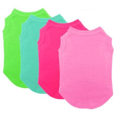 Imagem de Camisas para cães tamanho extra grande, camisa de cachorro Chol&Vivi roupas para cães extragrande, 4 peças camisetas vazias para cães extragrande, camisetas para cães, tamanho 3GG, grupo 4