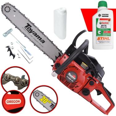 Imagem de Motosserra Profissional Á Gasolina Toyama TCS58F-G2 Com ÓLEO STIHL 2T 55cc 3,2HP 13.500RPM Ideal Para Corte e Poda de Galhos e Árvores