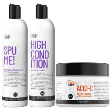 Imagem de Kit Curly Care Shampoo Condicionador E Mascara Acid-C Acidificante Cap