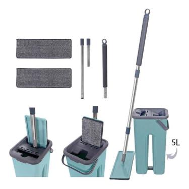 Imagem de Mop flat quadrado lava e seca com balde com refil