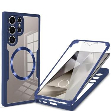 Imagem de LTLMYDAM Capa magnética para Samsung Galaxy S24 Ultra/S24 Plus/S24,360 Capa robusta de corpo inteiro com protetor de tela transparente à prova de choque, azul, S24 Plus