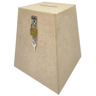 Imagem de Lojão 2A Urna Pirâmide Madeira Natural Crú Sorteio Caixa Sugestões Cupom Luxo Fecho