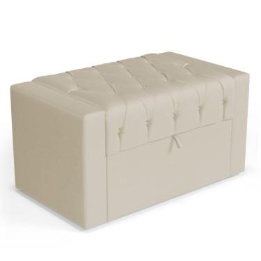 Imagem de Calçadeira Báu Solteiro Atena 90cm Capitonê Suede Bege Claro - Desk Design