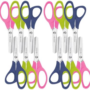 Imagem de Kit 12 Tesouras Escolar Infantil Canhoto Cores Sortidas Mundial