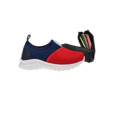 Imagem de Tenis Infantil Masculino Escolar Casual Tamanho 20 ao 27 - Tênis Basic do Enzo™ e Estojo Escolar-Masculino
