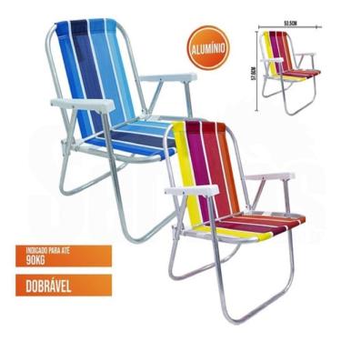 Imagem de Cadeira Praia Varanda Alta Aluminio 2Un Cad0047 Botafogo Kit