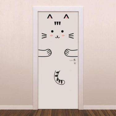 Imagem de Adesivo Decorativo Para Porta Gatinho - Ra Personalize