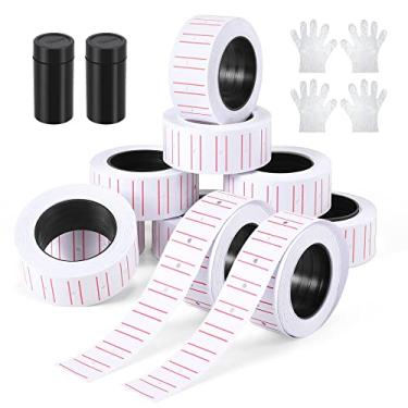 Imagem de Lineba MX5500 Kit de adesivos de etiqueta de arma de preço, 10 rolos de 5000 peças de adesivos de etiqueta e 2 rolos de tinta de refil de tinta, etiquetas brancas de pistola e rolos de tinta extra para escritório, loja de varejo ou marcação de organização