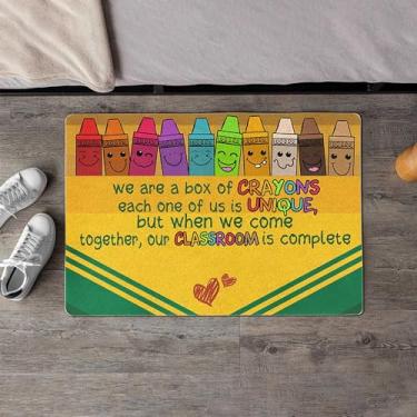 Imagem de Tapete de porta Somos uma caixa de giz de cera, cada um de nós é exclusivo capacho de professor de sala de aula, capacho de agradecimento, presente para professor, capacho de boas-vindas ao ar livre