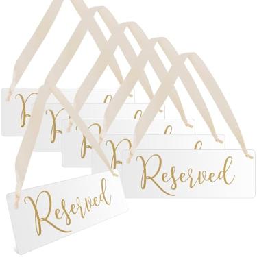Imagem de FOCUS ESSENTIALS - Placas de Cadeira Reservadas Transparentes Douradas Elegantes para Casamento e Restaurante