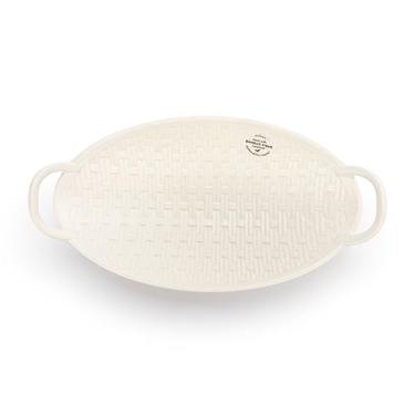 Imagem de DEMDACO Design de trama de cesta com alças de transporte - 35 x 20 cm branco melamina pão prato de servir