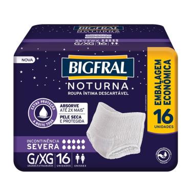 Imagem de Roupa Íntima Descartável  Bigfral Noturna G/XG 16 Unidades Embalagem Econômica