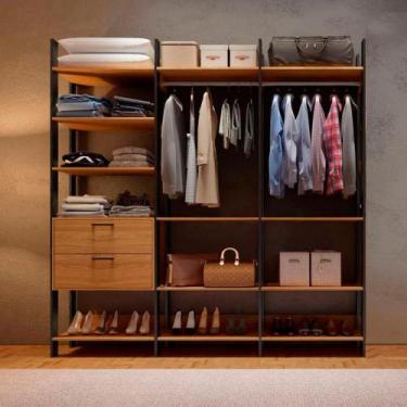 Imagem de Kit 02 Cabideiros + Gaveteiro Closet Organizador Roupas MDF - Dalla Co