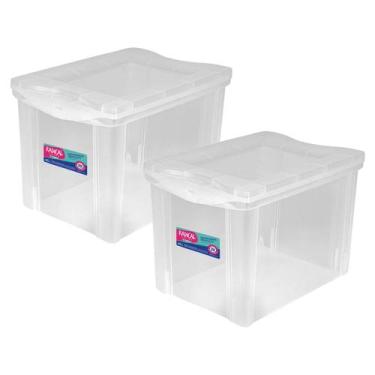 Imagem de Organizador Plástico 30L Tampa Transparente Ordene Kit 2