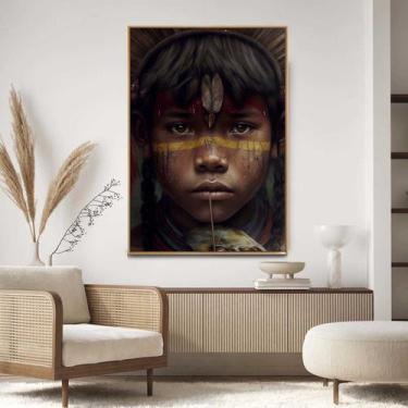 Imagem de Quadro com Moldura Decorativo Para Sala Quarto Hall Indio Brasileiro A