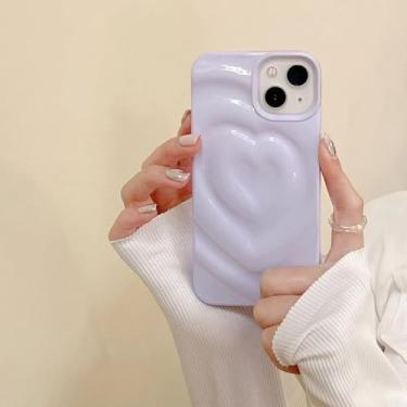 Imagem de Brilhante 3D plissado coração amoroso coração caixa de telefone para iPhone 15 11 12 13 14 Pro Max Candy Color Wave Shape Creative Soft Back Cover, T2, para iPhone 13