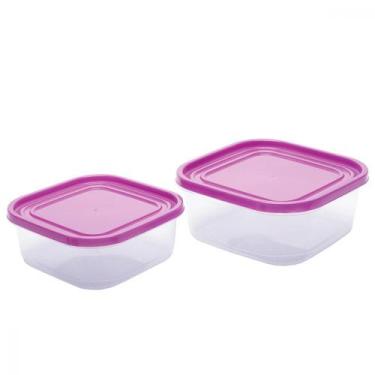 Imagem de Conjunto 2 Potes Plástico Multiuso Marmitas Vasilhas Porta Alimentos U