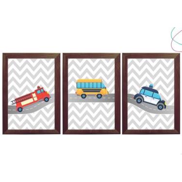 Imagem de Kit 3 Quadrinho infantil carrinho caminhão pista bombeiro - Creative C