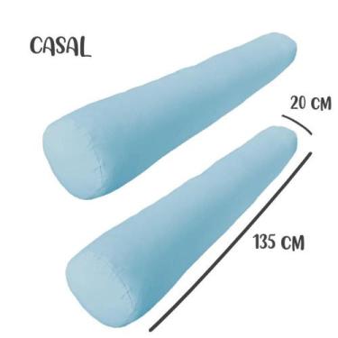 Imagem de Kit 02 Capas para Rolo de Cabeceira Casal 135x20cm Azul Arrumadinho En