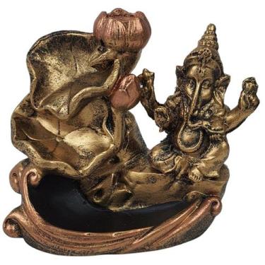 Imagem de Incensario Cascata Folha Flor Vertical Dourado Ganesha - DC
