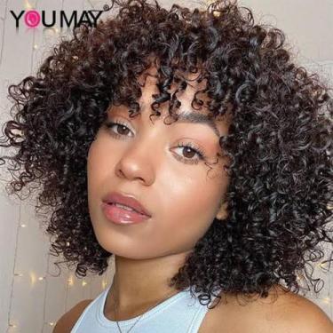 Imagem de Halfiwig peruca wig castanho preta marsala ruiva afro cacheada premium