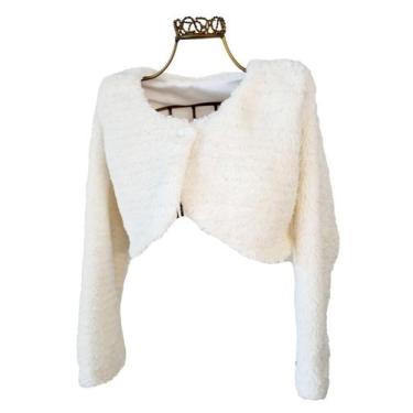 Imagem de Casaquinho Bolero Infantil Branco De Festa Casamento Chic - JL Kids, 1