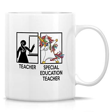 Imagem de Retreez Caneca engraçada - Caneca de café de cerâmica para professor de educação especial esfregando unicórnio 325 ml - Presente de aniversário engraçado sarcástico motivacional motivacional de