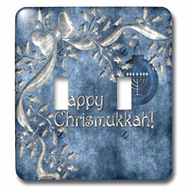 Imagem de 3dRose lsp_52281_2 Enfeite azul e prata Happy Chrismukkah e botão Menorah