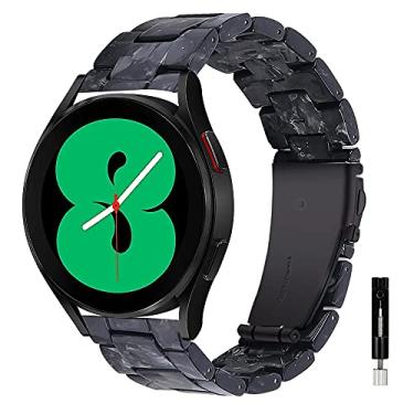 Imagem de WIGERLON Compatível com Galaxy Watch 4, pulseira clássica de relógio de 42 mm/46 mm, serve na maioria das argolas de 20 mm, pulseiras de resina de liberação rápida compatíveis com Galaxy Watch 4 40 mm 44 mm Samsung Active 2 pulseira de relógio cor preta e cinza